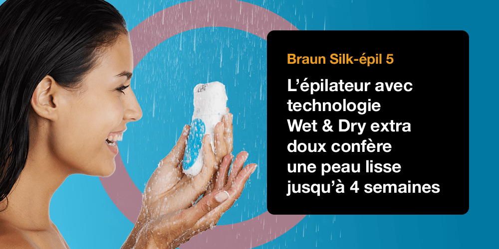 Braun Silk-épil 5 L'épilateur avec technologie Wet & Dry extra doux confère une peau lisse jusqu'à 4 semaines