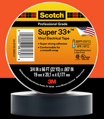 Scotch® Super 88 Vinyl Elektro-Isolierband, Schwarz, 19 mm x 6 m, 0.22 mm