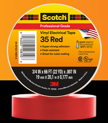 3M 80-6108-3386-7 Scotch® Premium Vinyl Electrical Tape 88-Super 3/4 x 66ft