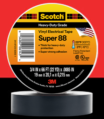 3M Scotch Super 88 Black PVC Electrical Insulation Tape, 19mm x 20m