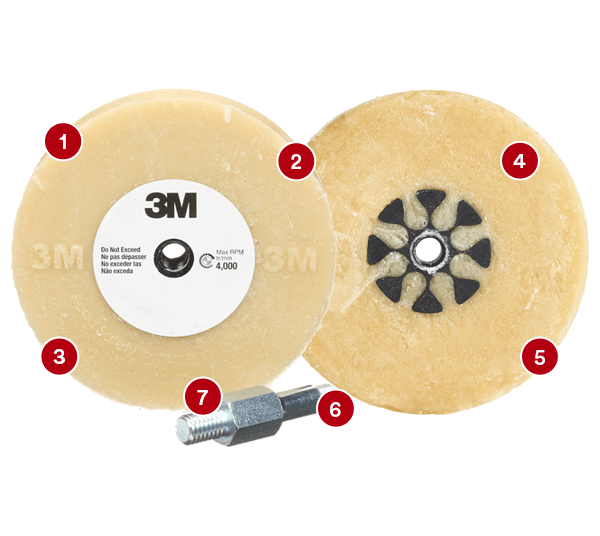 3mirrors 4 inch Decal Remover Eraser Pinstripe Tape Glue Adhesive Vinyl Sticker Wheel Tool w/Drill Adapter Kit 005UN03