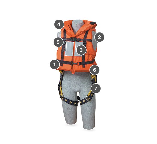 3M™ DBI-SALA® Off-Shore Lifejacket with Harness D-ring Opening 9500468,  Universal, 1 EA