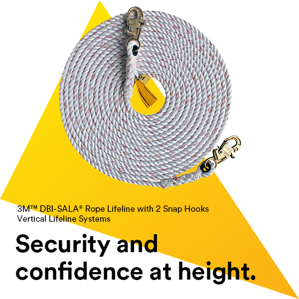 3M™ DBI-SALA® Rope Lifeline with Snap Hook Both Ends 1202842, 5/8 in  Polyester and Polypropylene Blend, White, 100 ft