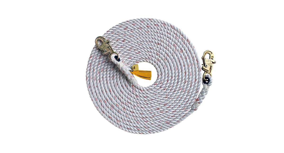 3M™ DBI-SALA® Rope Lifeline with Snap Hook Both Ends 1202842, 5/8 in  Polyester and Polypropylene Blend, White, 100 ft