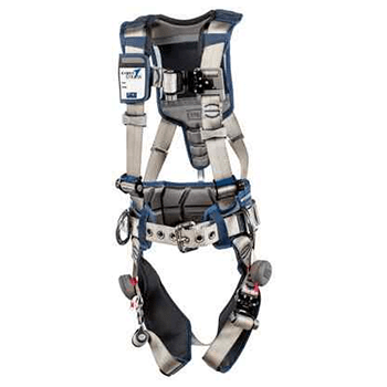 Front Large Aluminum Back & Side D-Rings 3M DBI-SALA 1112572 ExoFit STRATA Blue/Gray TB Leg Straps with Sewn in Hip Pad & Belt 
