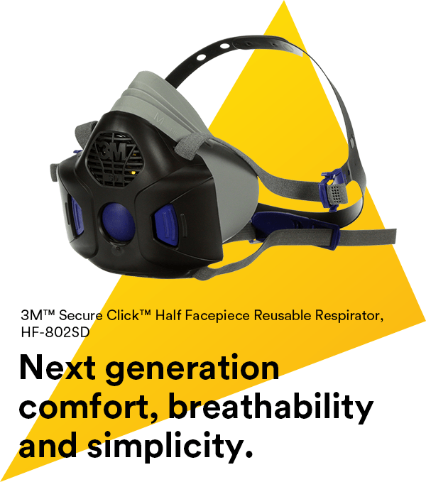 Respirador Media Cara con Diafragma Parlante 3M™ Secure Click™ HF-802SD  Tamaño Mediano
