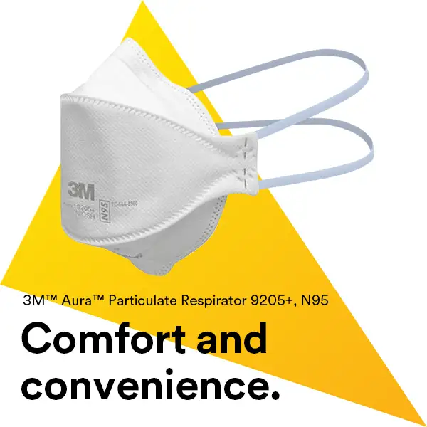  3M Aura Particulate Respirator 9205+ N95, Lightweight, Three  Panel Designed Respirator Helps Provide Comfortable And Convenient  Respiratory Protection, 3-Pack : Tools & Home Improvement