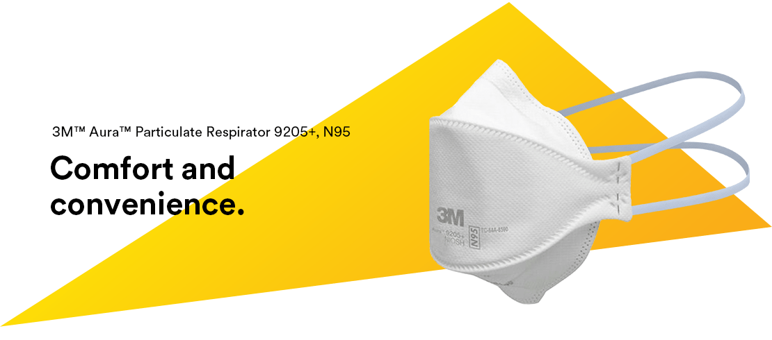  3M Aura Particulate Respirator 9205+ N95, Lightweight, Three  Panel Designed Respirator Helps Provide Comfortable And Convenient  Respiratory Protection, 3-Pack : Tools & Home Improvement