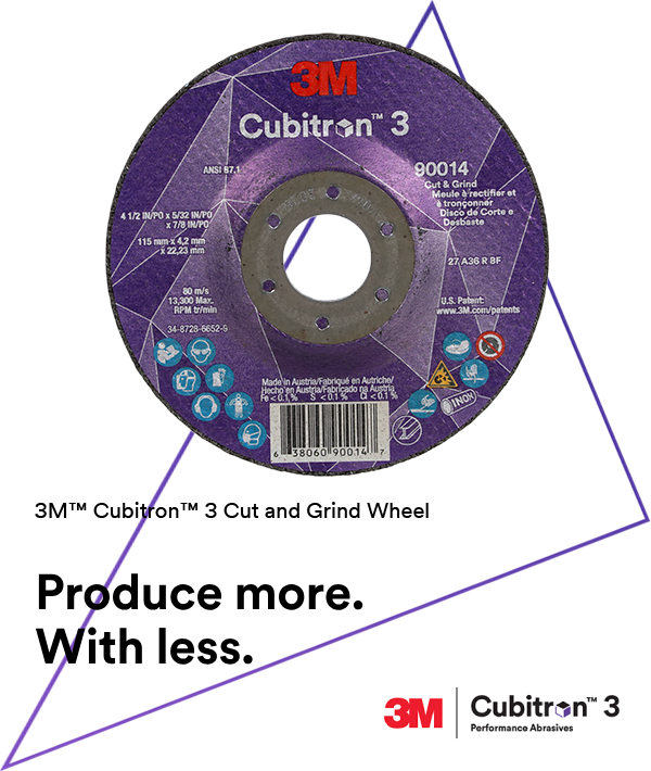 3M™ Cubitron™ 3 Cut and Grind Wheel, 89160, 36+, T27, 5 in x